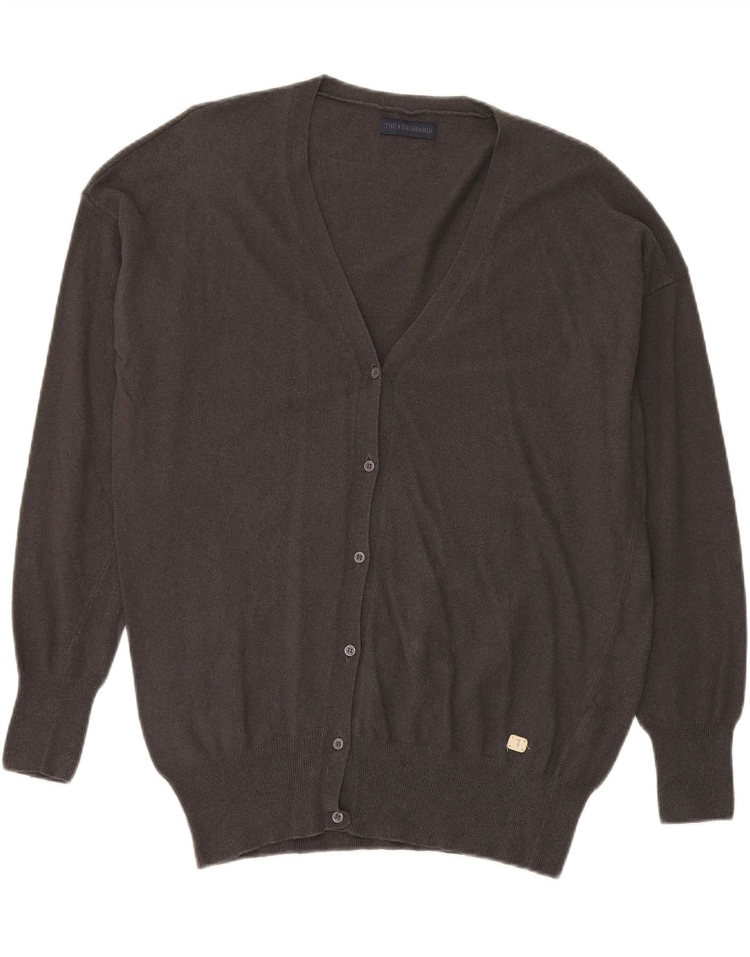 Trussardi Mens Cardigan Sweater XL Grey Viscose