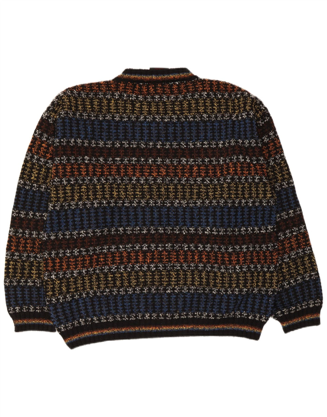 Oxymel Mens V-Neck Jumper Sweater Medium Multicoloured Striped Wool