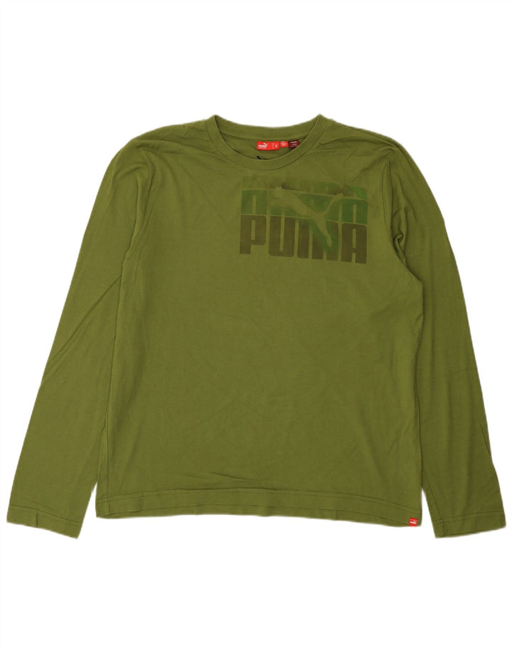 Puma Mens Graphic Top Long Sleeve Large Green Cotton