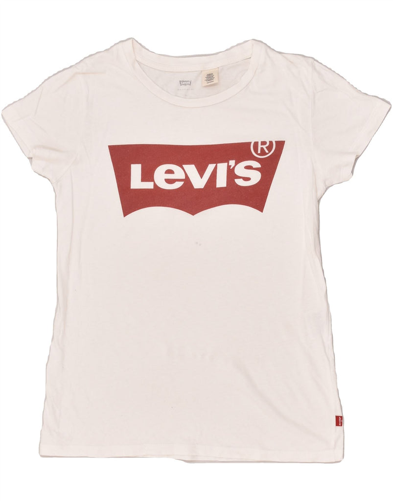 LEVI'S Womens Graphic T-Shirt Top UK 6 XS White | Vintage Levi's | Thrift | Second-Hand Levi's | Used Clothing | Messina Hembry 