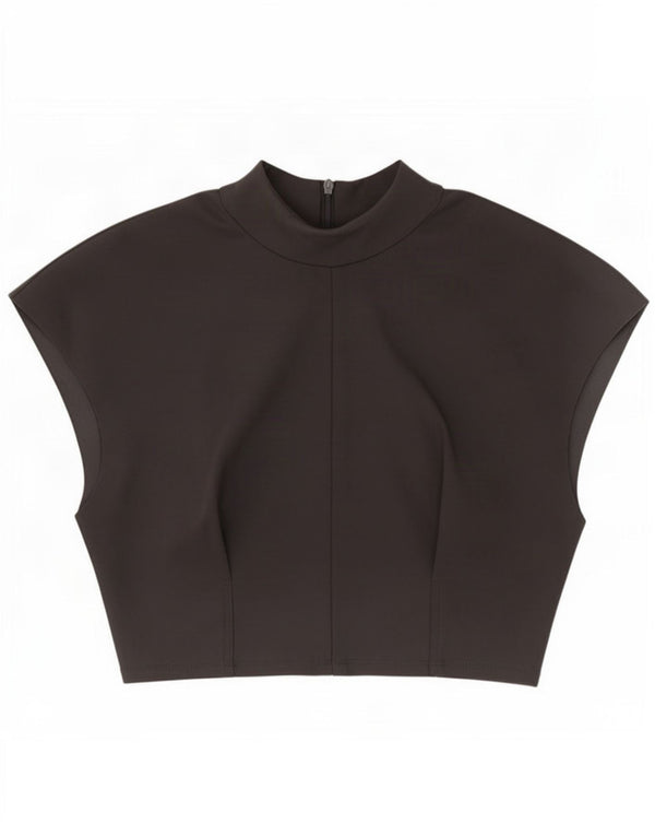 Zara Womens Crop Blouse Top UK 10 Small Black