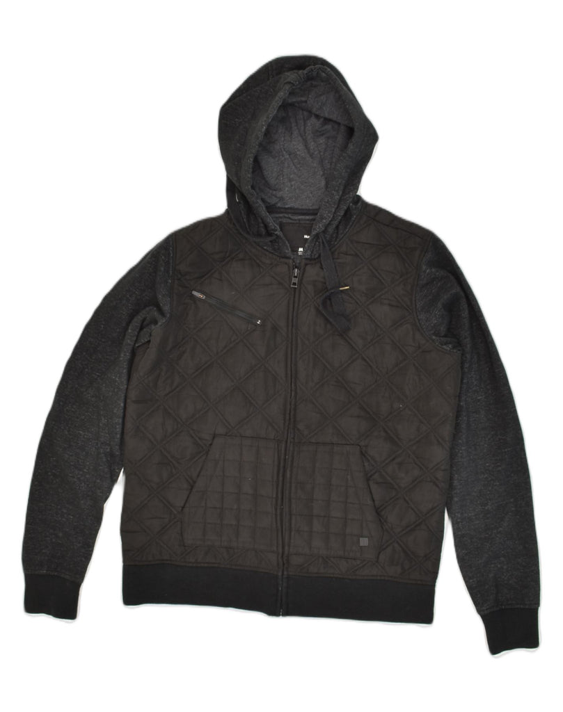 HURLEY Mens Hooded Quilted Jacket UK 38 Medium Black Polyester | Vintage Hurley | Thrift | Second-Hand Hurley | Used Clothing | Messina Hembry 