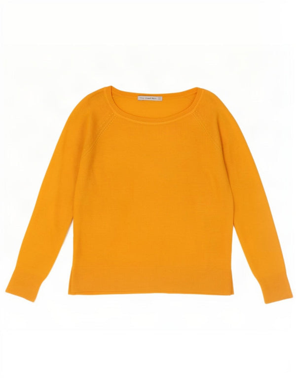 Zara Womens Crop Oversized Boat Neck Jumper Sweater UK 10 Small Orange
