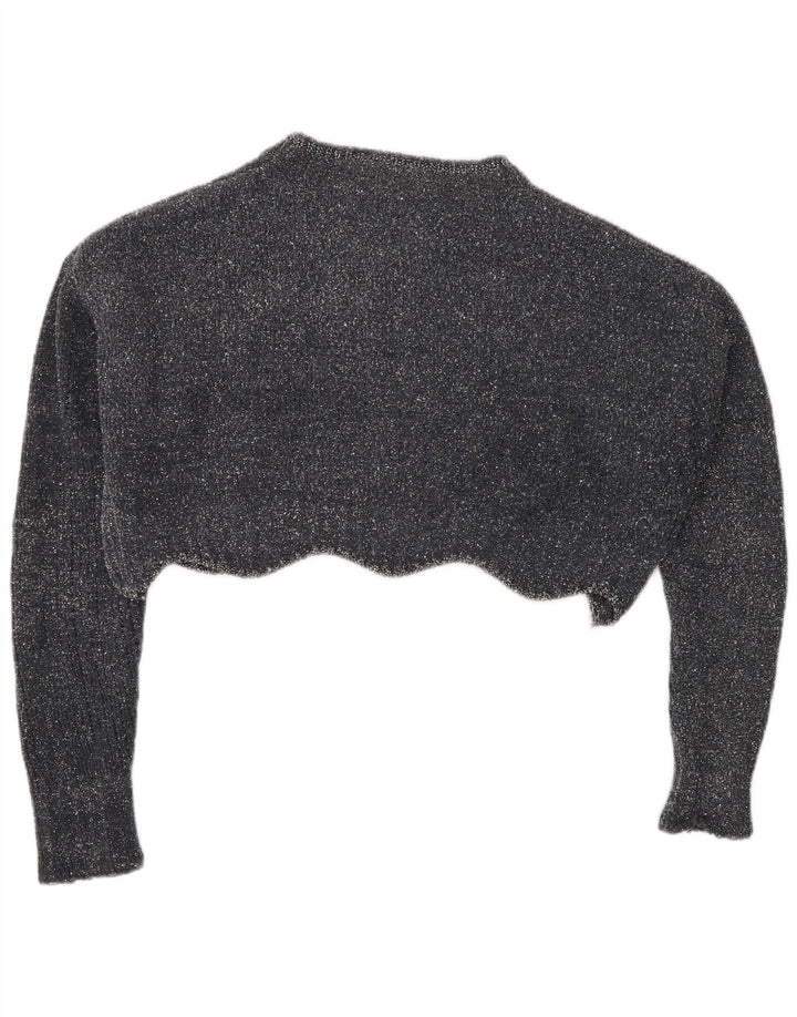 Zara Womens Crop Oversized Crew Neck Jumper Sweater UK 10 Small Grey