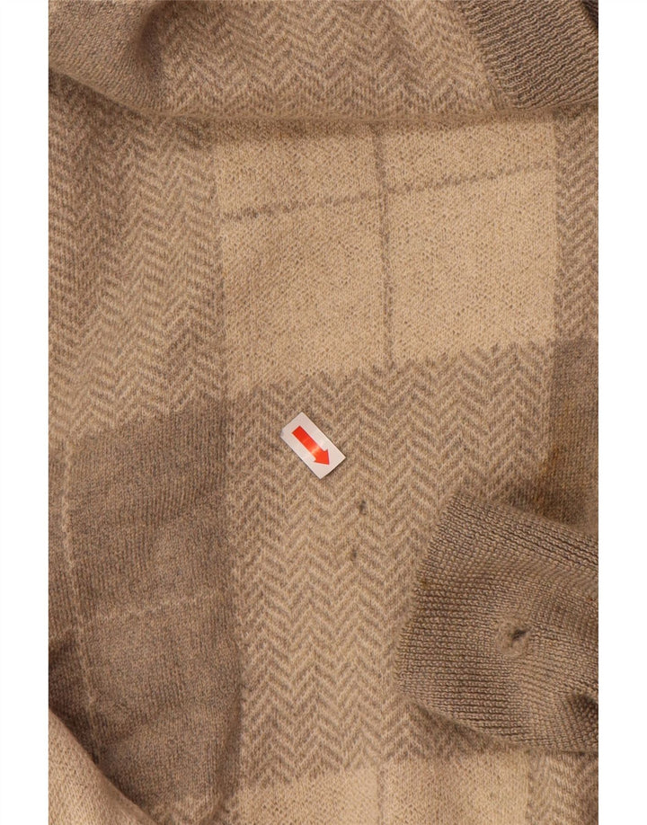 VALENTINO Mens V-Neck Jumper Sweater XL Grey Patchwork Wool