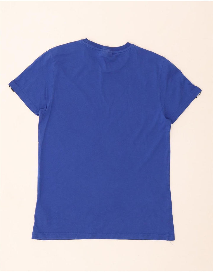 FILA Mens Graphic T-Shirt Top Small Blue Colourblock Cotton
