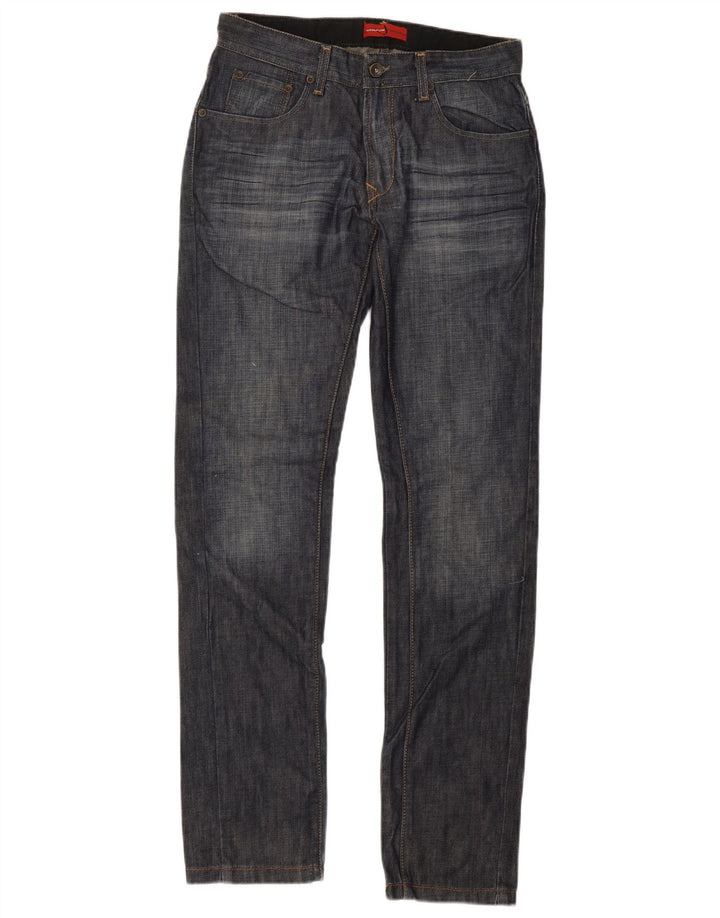 Wampum Mens Slim Jeans W30 L34 Navy Blue Cotton
