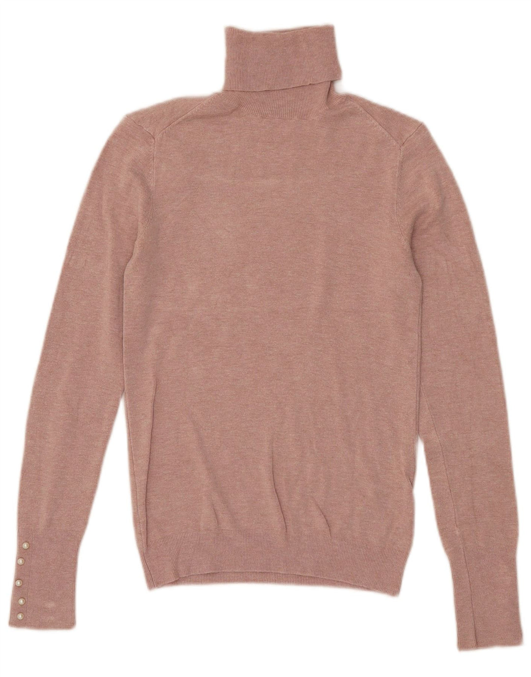 Zara Womens Roll Neck Jumper Sweater UK 14 Medium Pink Flecked Viscose