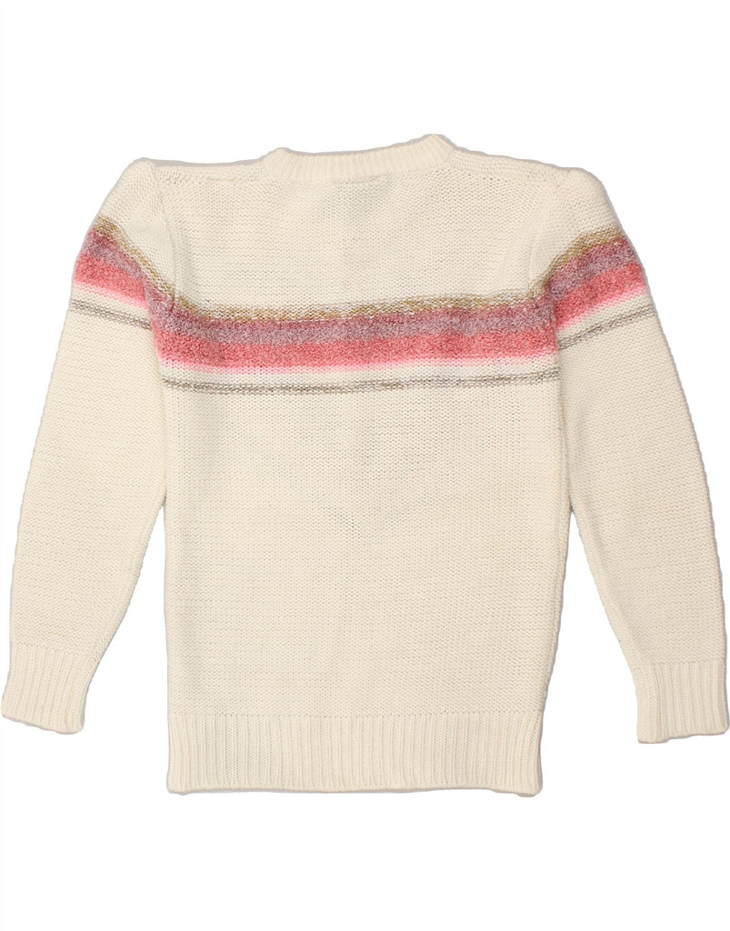 VINTAGE Womens Crew Neck Jumper Sweater EU 42 Large White Fair Isle | Vintage Vintage | Thrift | Second-Hand Vintage | Used Clothing | Messina Hembry 