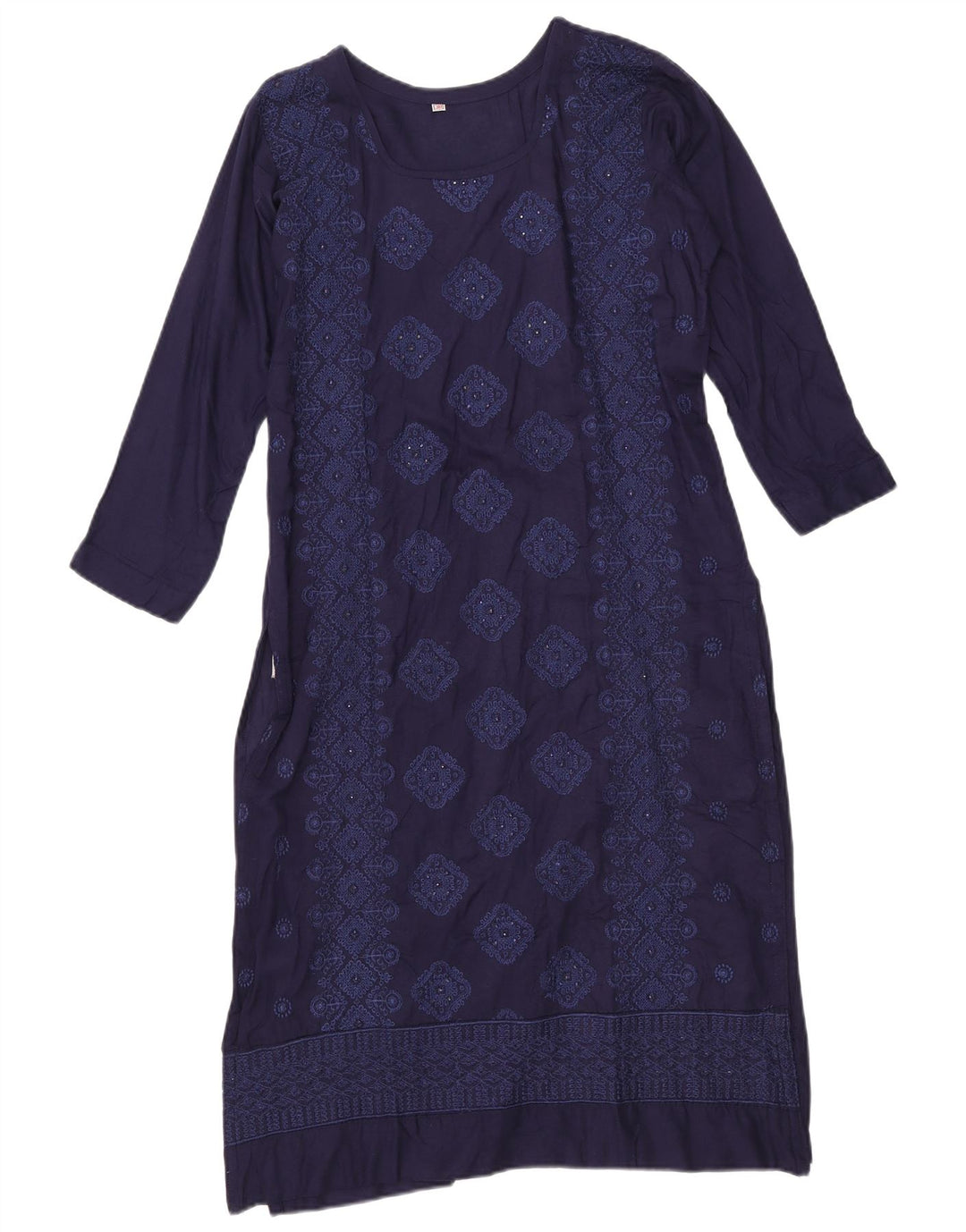 Vintage Womens A-Line Dress EU 38 Medium Navy Blue Geometric