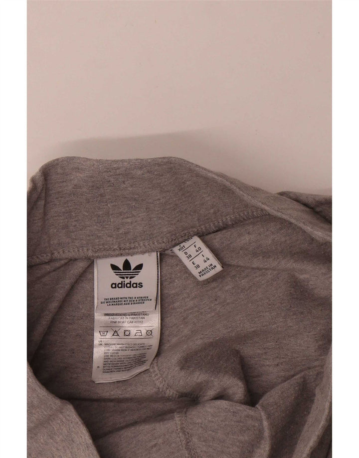 Adidas Womens Leggings UK 12 Medium Grey Flecked Cotton