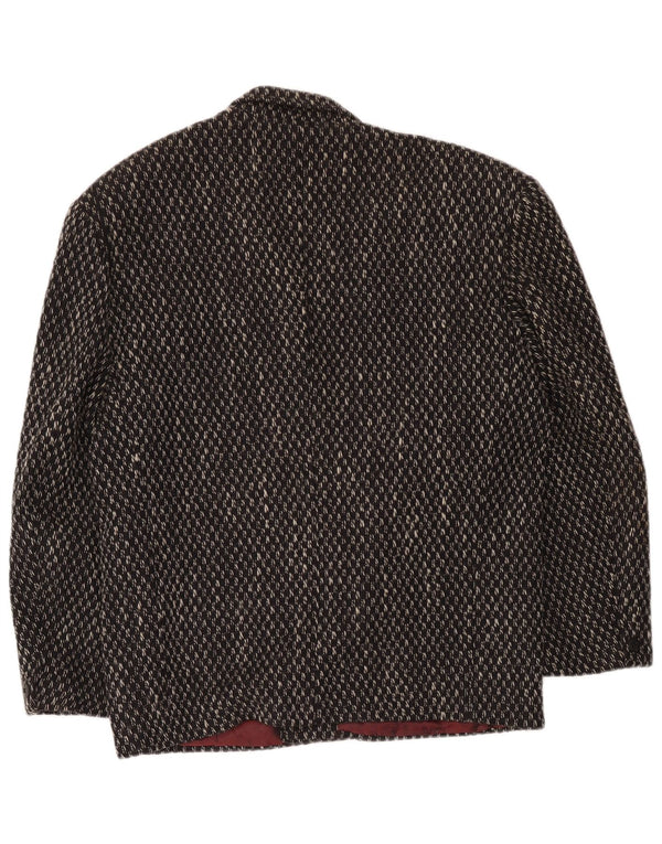 Manhattan Mens 1 Button Blazer Jacket UK 40 Large Black Check Wool