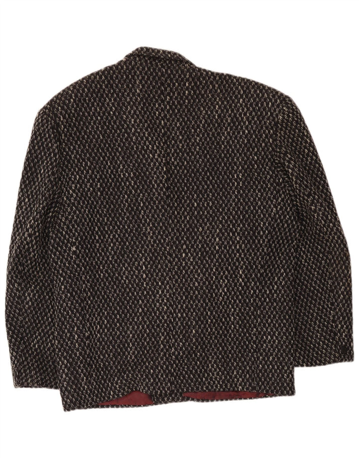 Manhattan Mens 1 Button Blazer Jacket UK 40 Large Black Check Wool