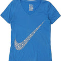 NIKE Womens Dri Fit Graphic T-Shirt Top UK 10 Small Blue Polyester Vintage Nike and Second-Hand Nike from Messina Hembry 