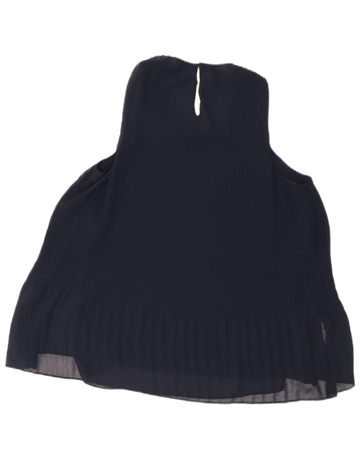 Zara Womens Sleeveless Blouse Top UK 10 Small Navy Blue