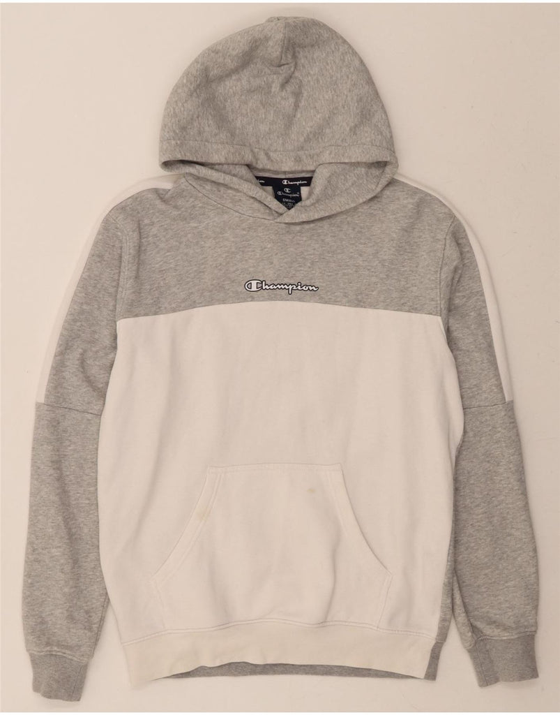 CHAMPION Mens Hoodie Jumper Small Grey Colourblock Cotton Vintage Champion and Second-Hand Champion from Messina Hembry 