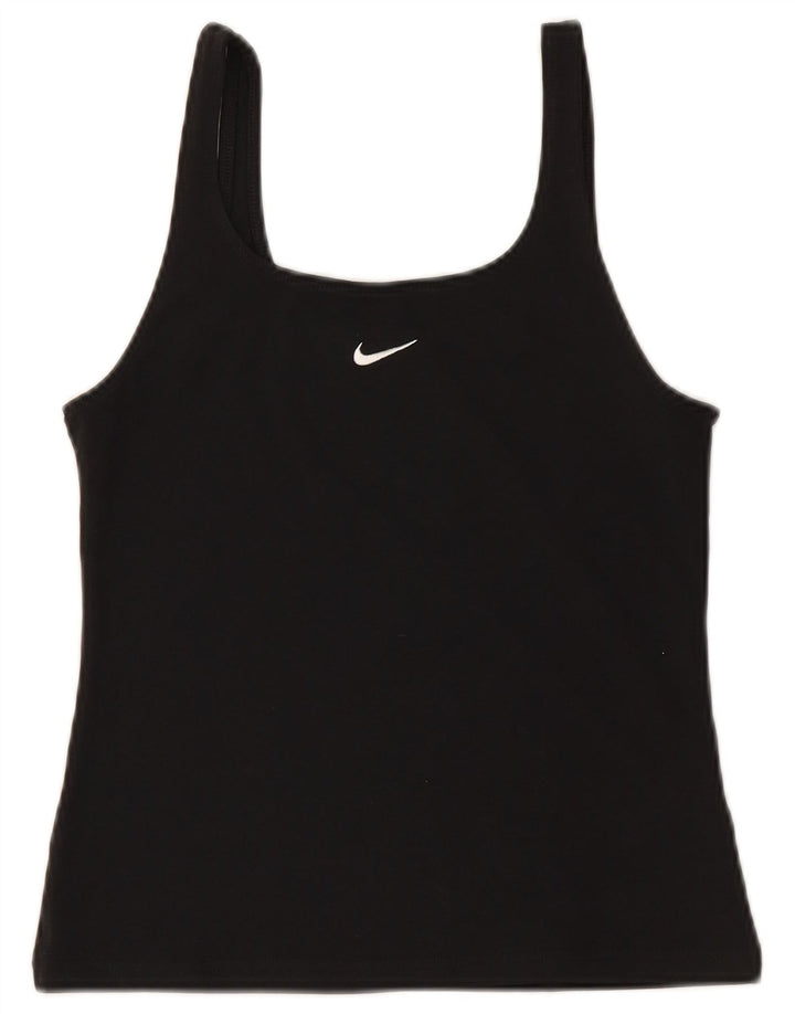 NIKE Womens Crop Cami Top UK 12 Medium Black Cotton