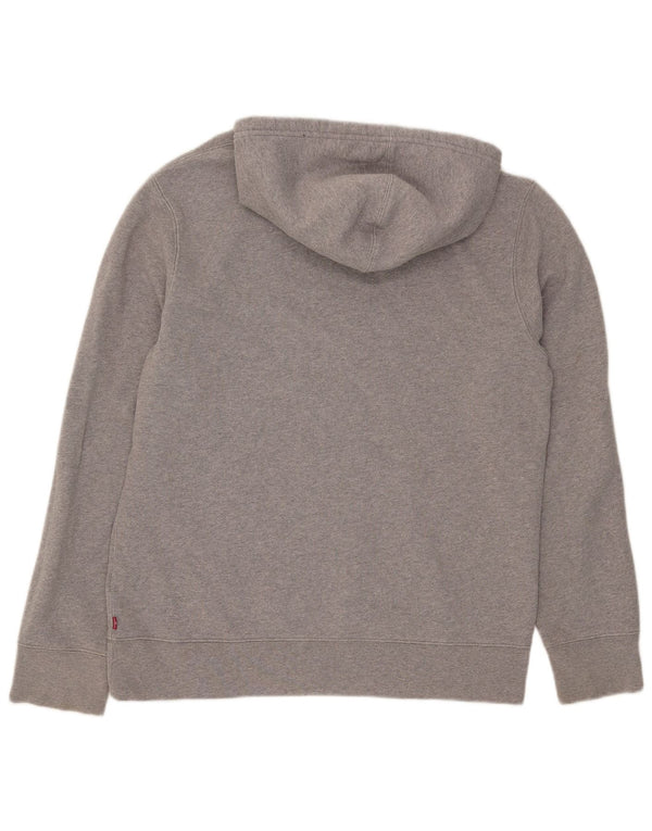 Levi's Mens Graphic Hoodie Jumper Large Grey Cotton