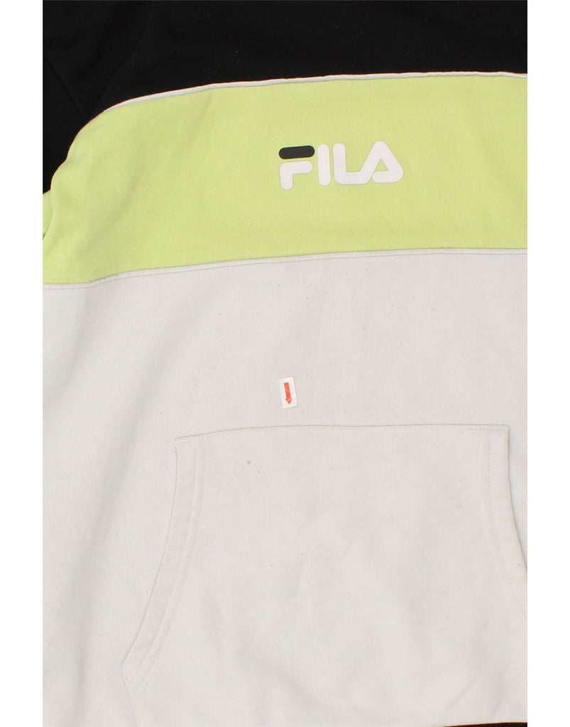 FILA Boys Hoodie Jumper 15-16 Years Black Colourblock Cotton | Vintage Fila | Thrift | Second-Hand Fila | Used Clothing | Messina Hembry 