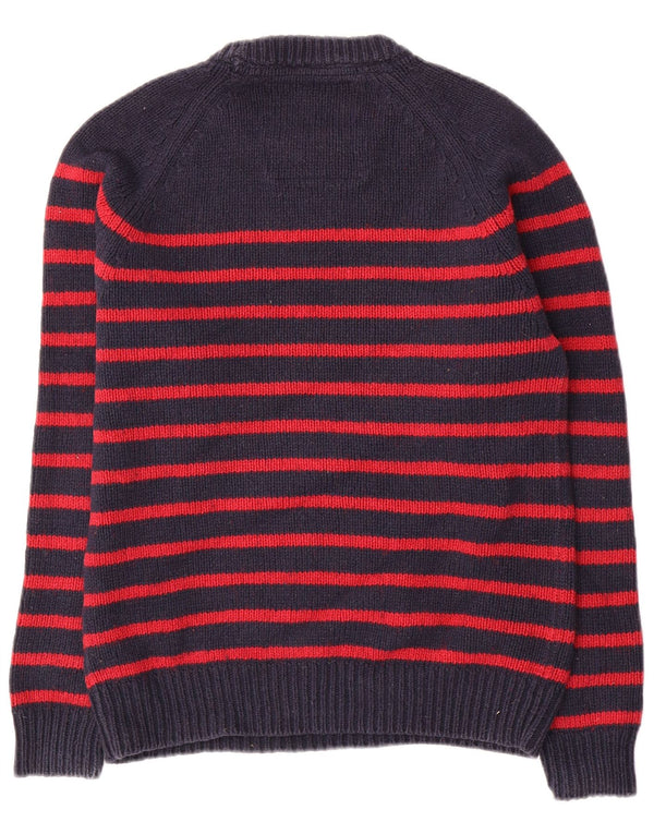 Fat Face Mens Crew Neck Jumper Sweater Small Navy Blue Striped Cotton