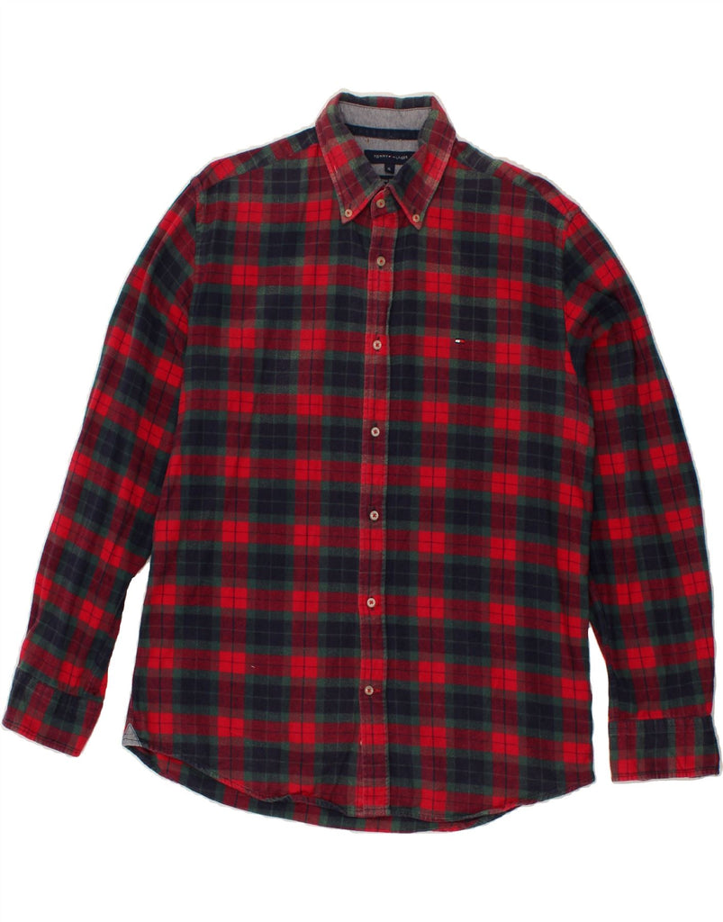 TOMMY HILFIGER Mens New York Fit Slim Flannel Shirt XL Red Check Cotton | Vintage Tommy Hilfiger | Thrift | Second-Hand Tommy Hilfiger | Used Clothing | Messina Hembry 