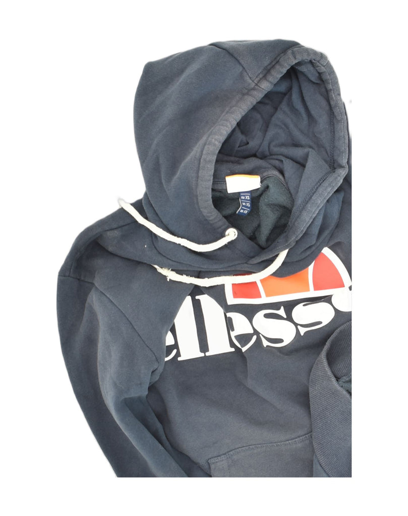 ELLESSE Mens Graphic Hoodie Jumper XS Navy Blue Cotton | Vintage Ellesse | Thrift | Second-Hand Ellesse | Used Clothing | Messina Hembry 