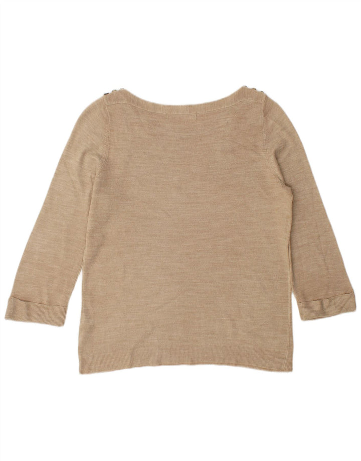 Marks & Spencer Womens Boat Neck Jumper Sweater UK 12 Medium Beige
