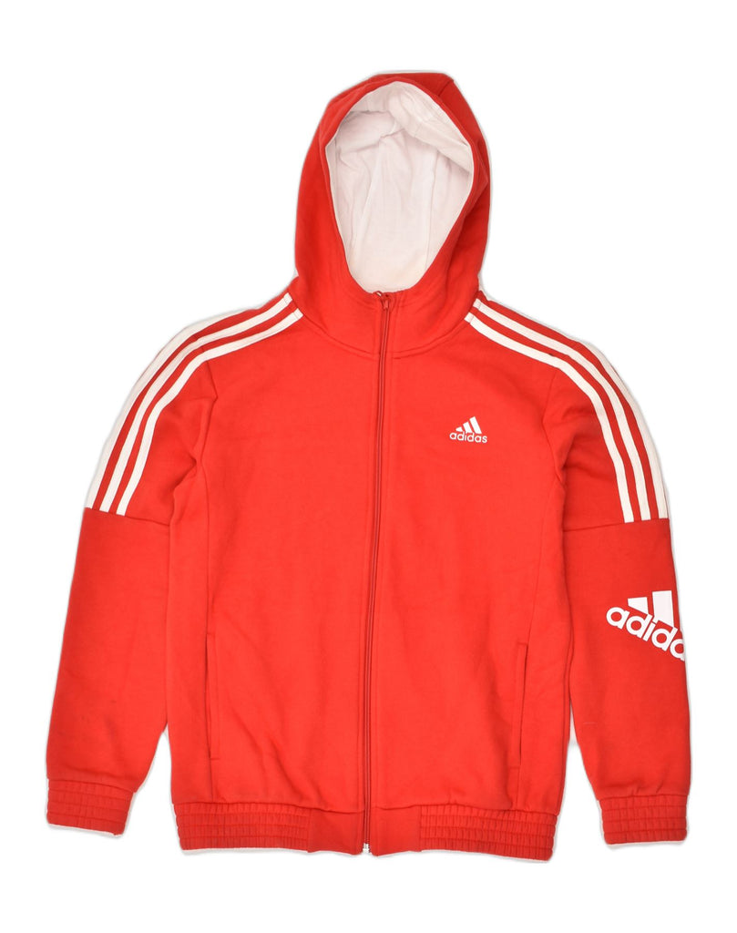 ADIDAS Boys Zip Hoodie Sweater 13-14 Years Red Cotton | Vintage Adidas | Thrift | Second-Hand Adidas | Used Clothing | Messina Hembry 