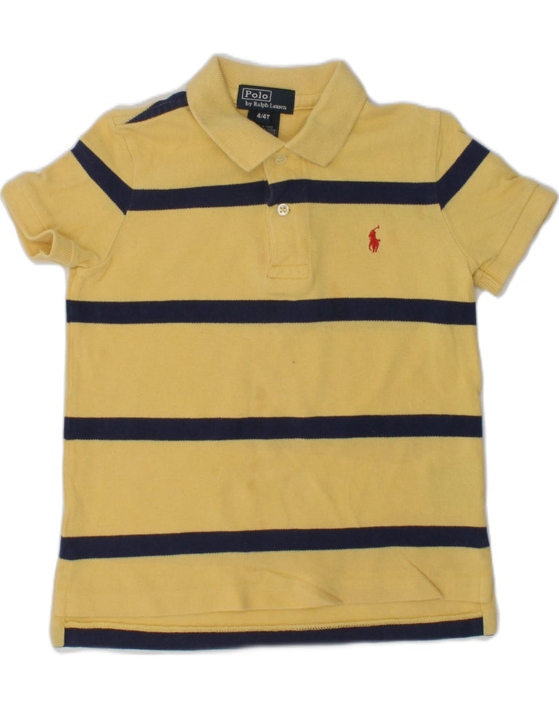 POLO RALPH LAUREN Boys Polo Shirt 3-4 Years Yellow Striped Cotton | Vintage Polo Ralph Lauren | Thrift | Second-Hand Polo Ralph Lauren | Used Clothing | Messina Hembry 