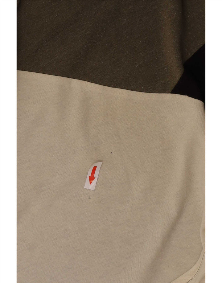 Jack & Jones Mens T-Shirt Top Medium Khaki Colourblock