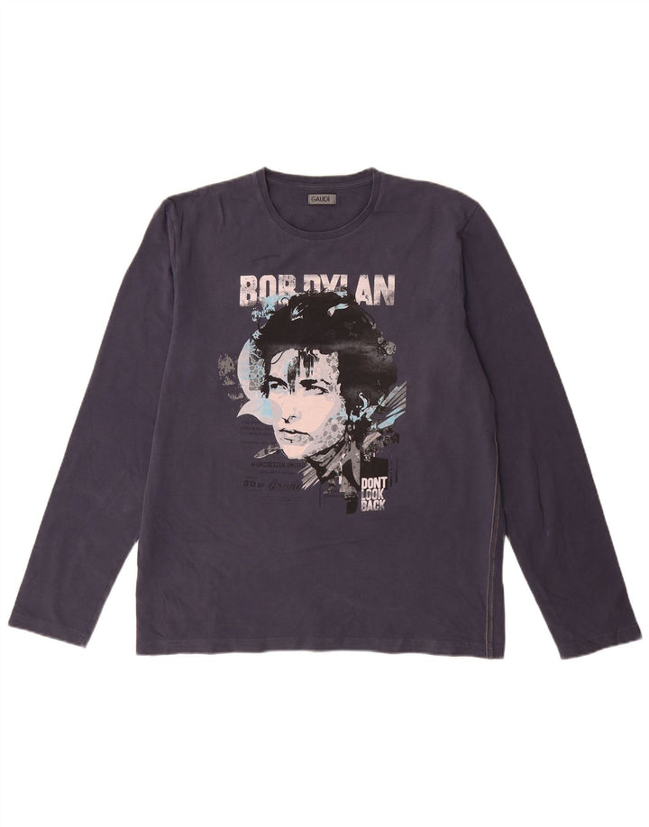 Gaudi Mens Graphic Top Long Sleeve 2XL Navy Blue Cotton