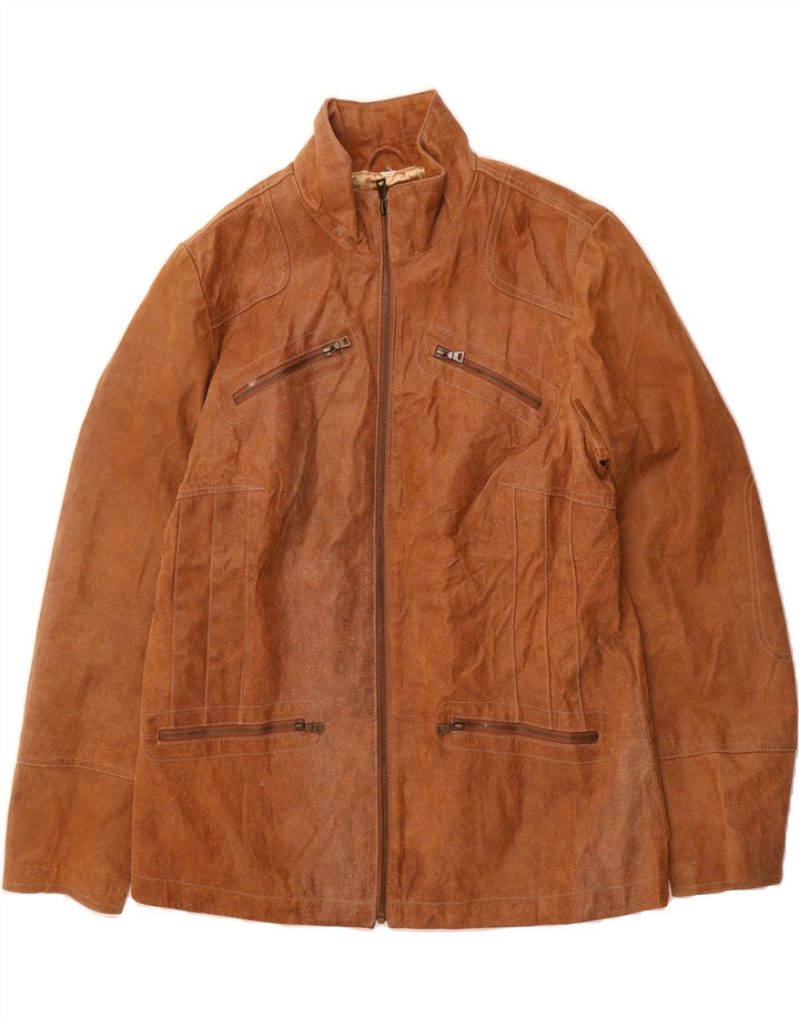 VINTAGE Womens Suede Jacket EU 44 XL Brown Leather Vintage Vintage and Second-Hand Vintage from Messina Hembry 