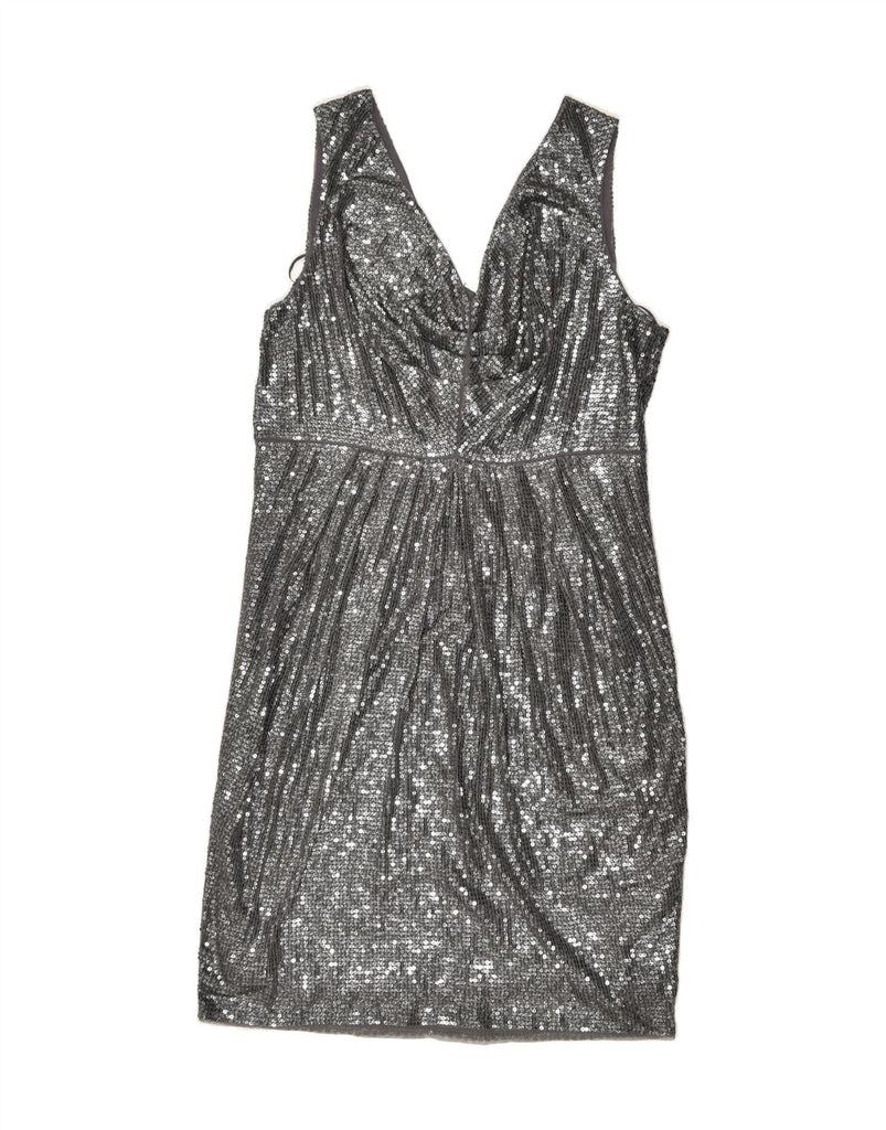 MONSOON Womens Bodycon Dress UK 16 Large Silver Nylon | Vintage Monsoon | Thrift | Second-Hand Monsoon | Used Clothing | Messina Hembry 