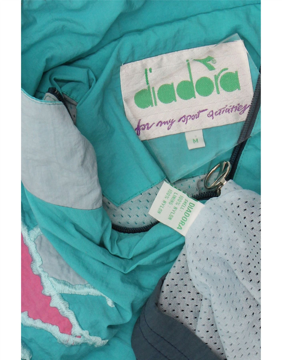 DIADORA Mens Loose Fit Tracksuit Top Jacket Medium Blue Colourblock Nylon