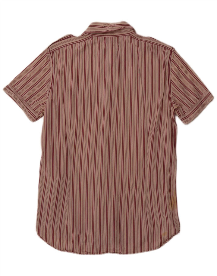 Diesel Mens Short Sleeve Shirt Medium Red Striped Cotton