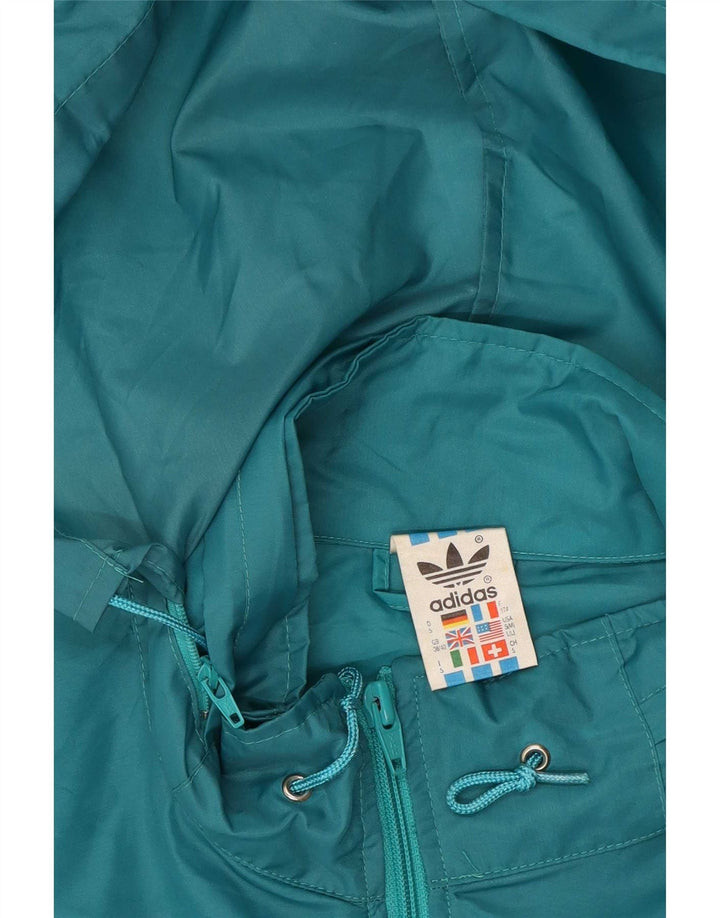 Adidas Mens Hooded Rain Jacket UK 38/40 Medium Turquoise Colourblock