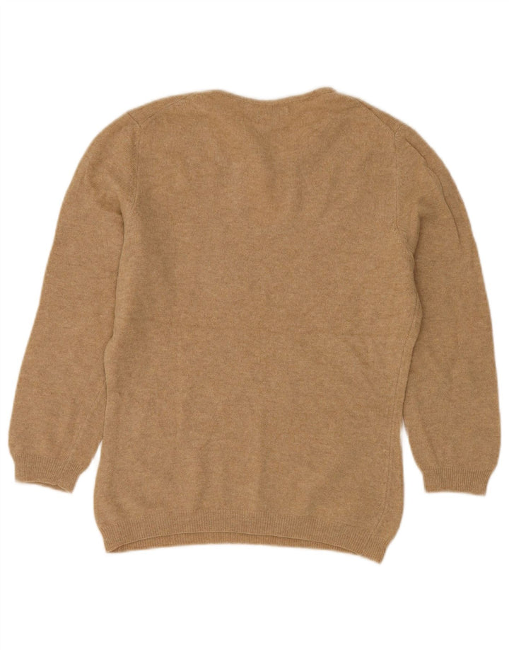 BENETTON Womens Boat Neck Jumper Sweater UK 12 Medium Beige New Wool