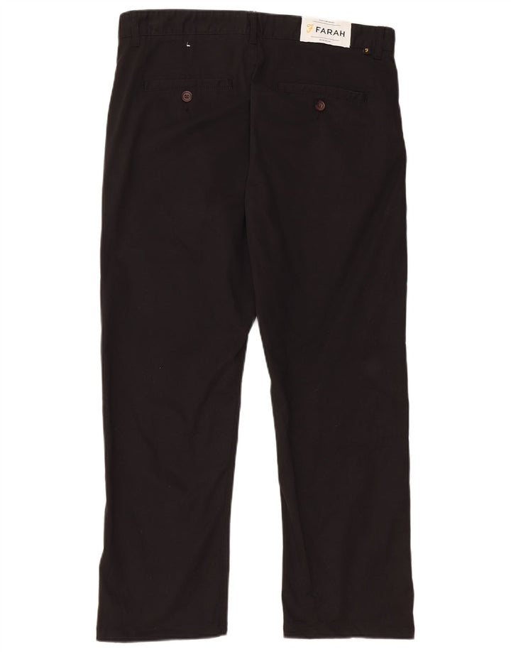 Farah Mens Cropped Trousers W30 L24 Black Cotton