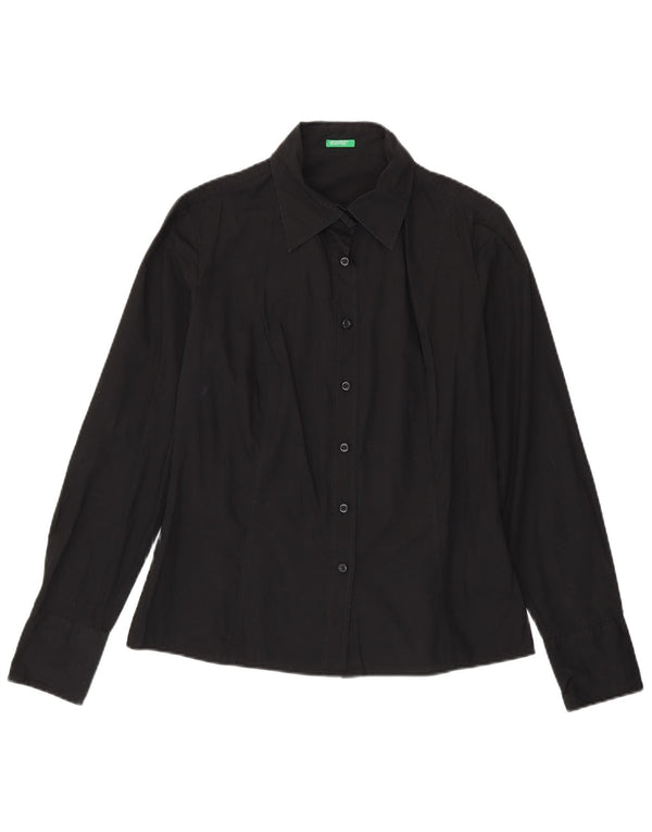 Benetton Womens Shirt UK 16 Large Black Cotton