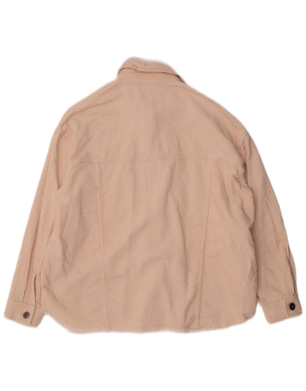 Zara Womens Oversized Corduroy Shirt UK 6 XS Beige Cotton