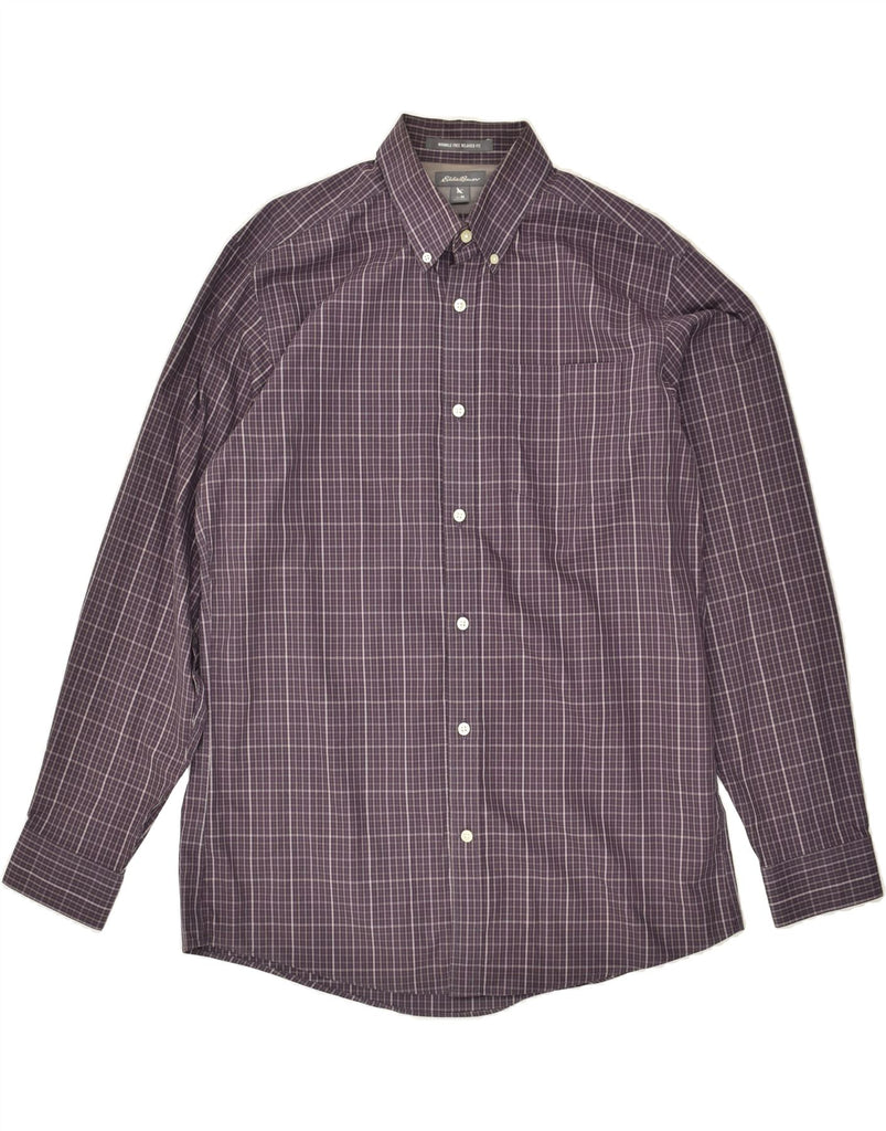 EDDIE BAUER Mens Relaxed Fit Shirt Medium Purple Check Cotton | Vintage Eddie Bauer | Thrift | Second-Hand Eddie Bauer | Used Clothing | Messina Hembry 