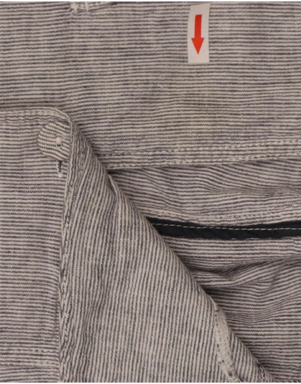M&Co Womens 2 Button Blazer Jacket UK 16 Large Blue Pinstripe Linen