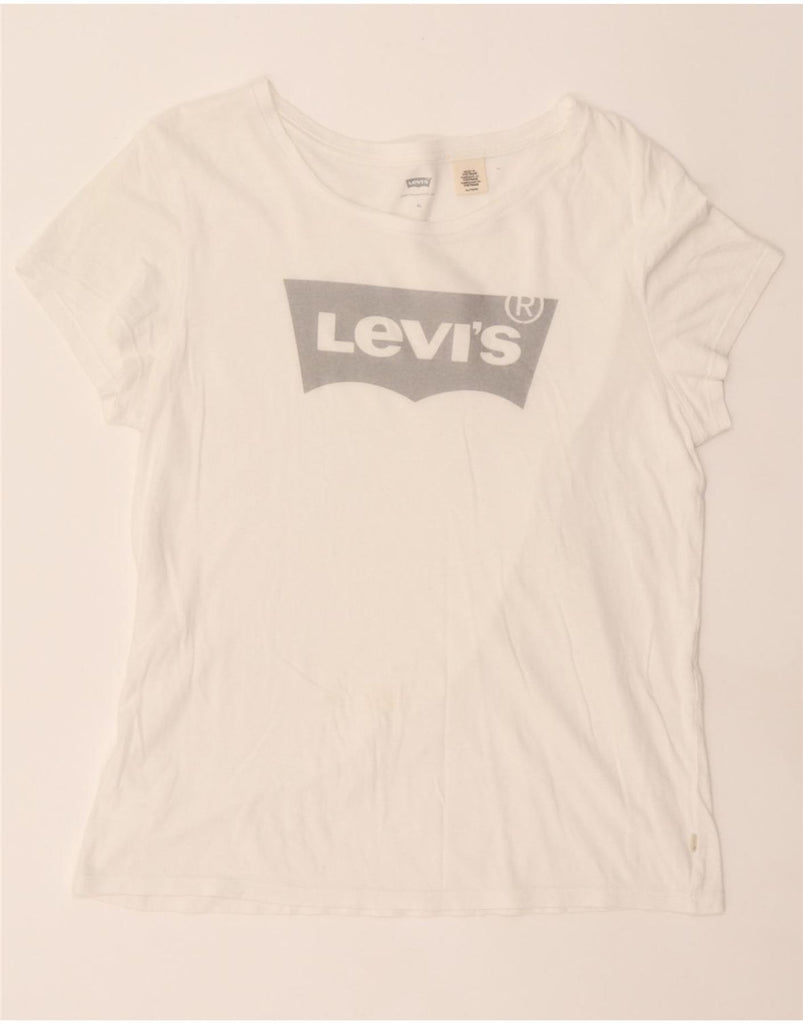 LEVI'S Womens Graphic T-Shirt Top UK 18 XL White Cotton Vintage Levi's and Second-Hand Levi's from Messina Hembry 