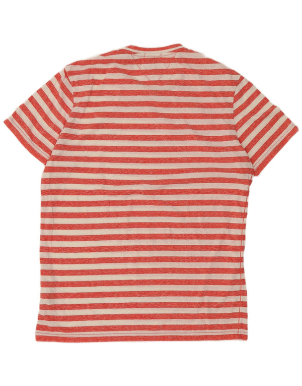 Tommy Jeans Mens Slim Fit T-Shirt Top Large Red Striped Polyester
