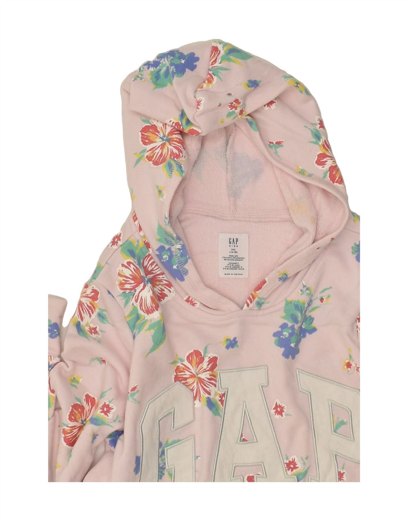 GAP Girls Graphic Hoodie Jumper 14-15 Years 2XL Pink Floral Cotton | Vintage Gap | Thrift | Second-Hand Gap | Used Clothing | Messina Hembry 