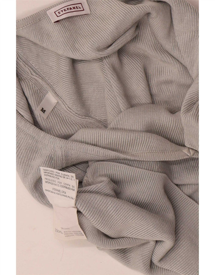Stefanel Womens Lash Crop Blouse Top UK 12 Medium Grey Rayon