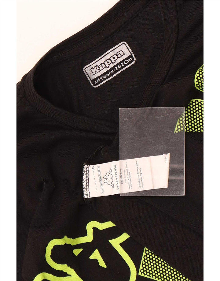 Kappa Boys Graphic Top Long Sleeve 13-14 Years Black Cotton