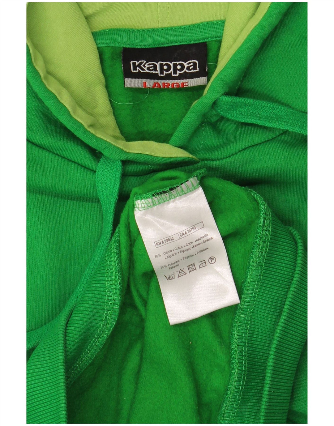 KAPPA Mens Graphic Hoodie Jumper Large Green Cotton