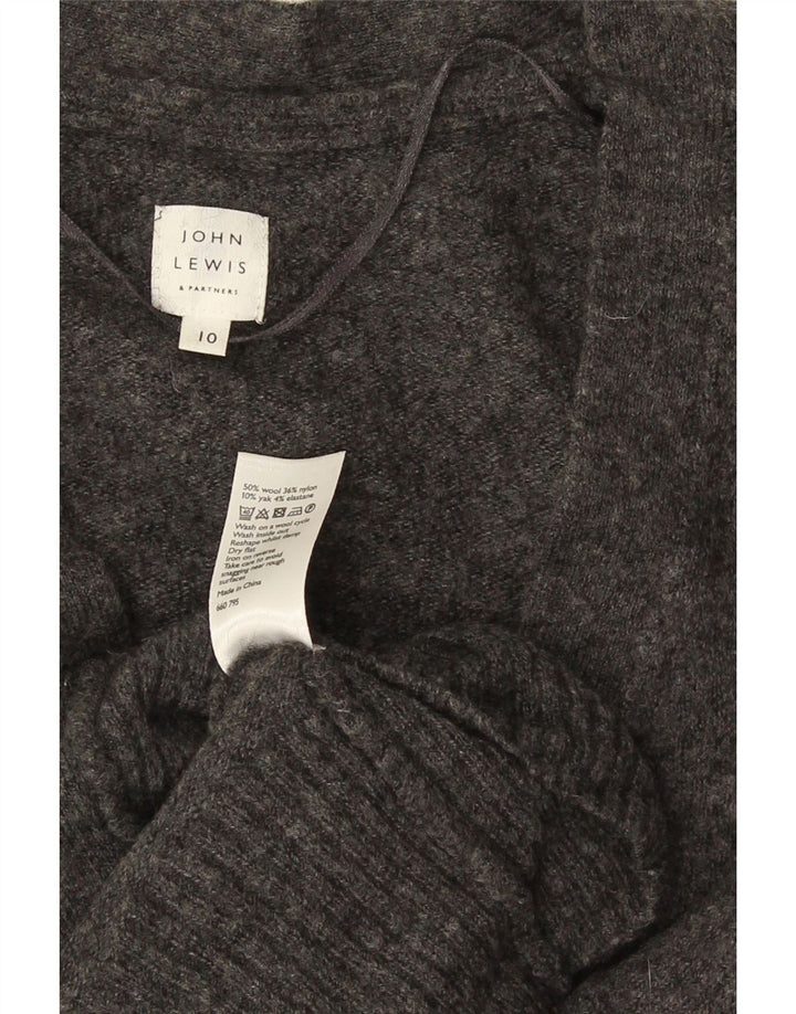 John Lewis Womens Cardigan Sweater UK 10 Small Grey Flecked Wool
