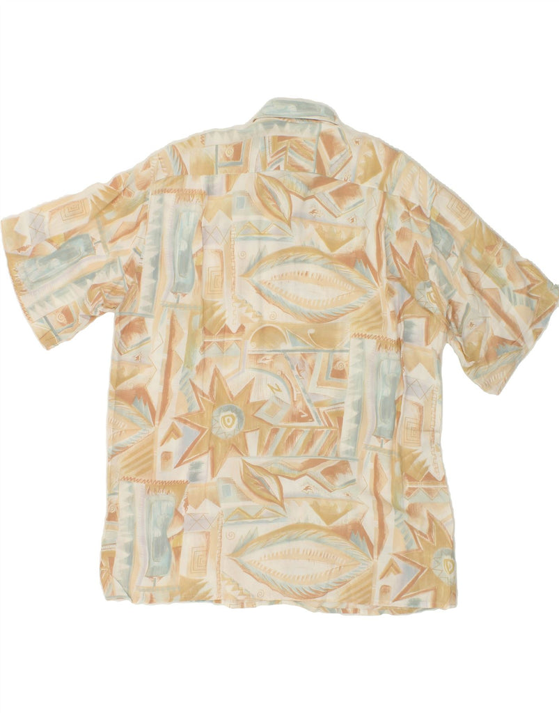 VINTAGE Mens Abstract Pattern Short Sleeve Shirt Large Beige Vintage Vintage and Second-Hand Vintage from Messina Hembry 